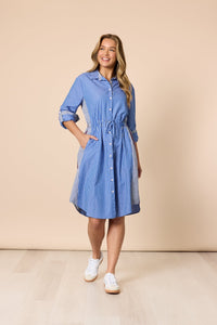 THREADZ_CABO STRIPE DRESS BLUE / WHITE _ CABO STRIPE DRESS BLUE / WHITE _ Ebony Boutique NZ