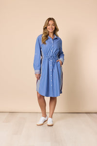 THREADZ_CABO STRIPE DRESS BLUE / WHITE _ CABO STRIPE DRESS BLUE / WHITE _ Ebony Boutique NZ