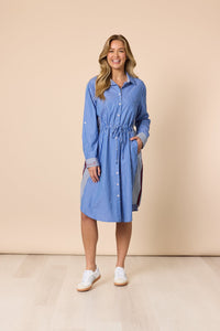 THREADZ_CABO STRIPE DRESS BLUE / WHITE _ CABO STRIPE DRESS BLUE / WHITE _ Ebony Boutique NZ