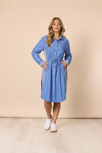 THREADZ_CABO STRIPE DRESS BLUE / WHITE _ CABO STRIPE DRESS BLUE / WHITE _ Ebony Boutique NZ