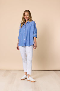 THREADZ_CABO STRIPE SHIRT BLUE / WHITE _ CABO STRIPE SHIRT BLUE / WHITE _ Ebony Boutique NZ