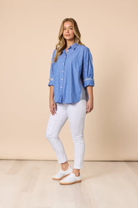 THREADZ_CABO STRIPE SHIRT BLUE / WHITE _ CABO STRIPE SHIRT BLUE / WHITE _ Ebony Boutique NZ