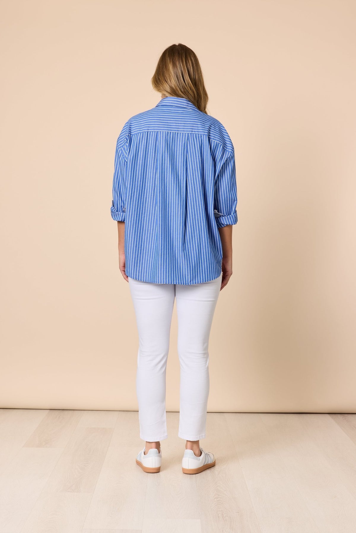 THREADZ_CABO STRIPE SHIRT BLUE / WHITE _ CABO STRIPE SHIRT BLUE / WHITE _ Ebony Boutique NZ