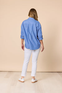 THREADZ_CABO STRIPE SHIRT BLUE / WHITE _ CABO STRIPE SHIRT BLUE / WHITE _ Ebony Boutique NZ