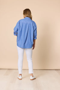 THREADZ_CABO STRIPE SHIRT BLUE / WHITE _ CABO STRIPE SHIRT BLUE / WHITE _ Ebony Boutique NZ