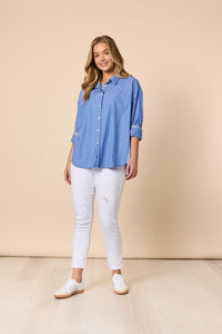 THREADZ_CABO STRIPE SHIRT BLUE / WHITE _ CABO STRIPE SHIRT BLUE / WHITE _ Ebony Boutique NZ
