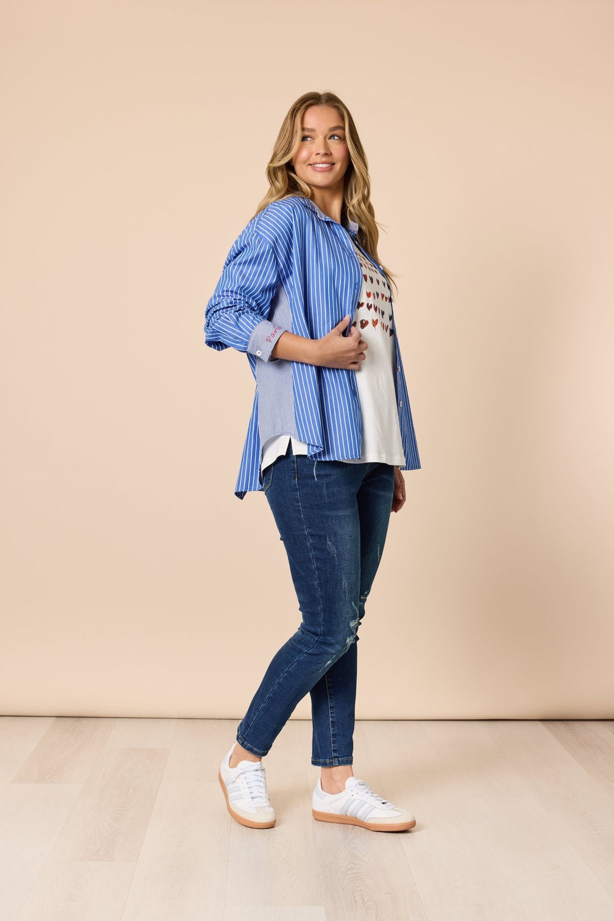 THREADZ_CABO STRIPE SHIRT BLUE / WHITE _ CABO STRIPE SHIRT BLUE / WHITE _ Ebony Boutique NZ