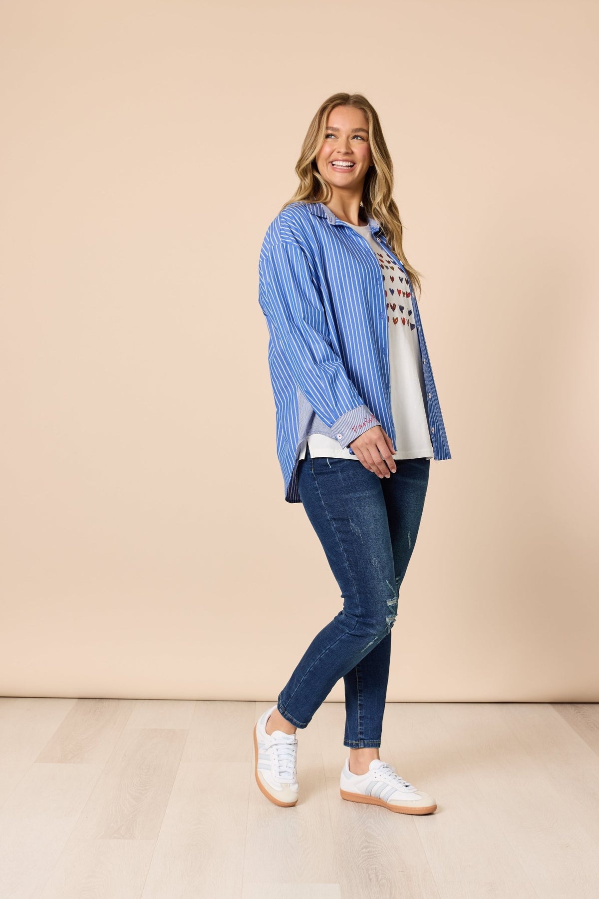 THREADZ_CABO STRIPE SHIRT BLUE / WHITE _ CABO STRIPE SHIRT BLUE / WHITE _ Ebony Boutique NZ