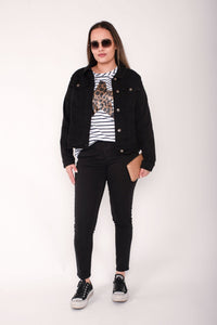 THREADZ_COLLARED DENIM JACKET BLACK _ COLLARED DENIM JACKET BLACK _ Ebony Boutique NZ