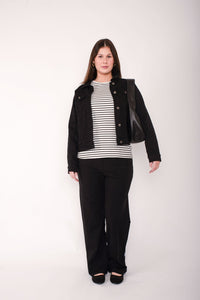 THREADZ_COLLARED DENIM JACKET BLACK _ COLLARED DENIM JACKET BLACK _ Ebony Boutique NZ