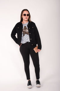 THREADZ_COLLARED DENIM JACKET BLACK _ COLLARED DENIM JACKET BLACK _ Ebony Boutique NZ