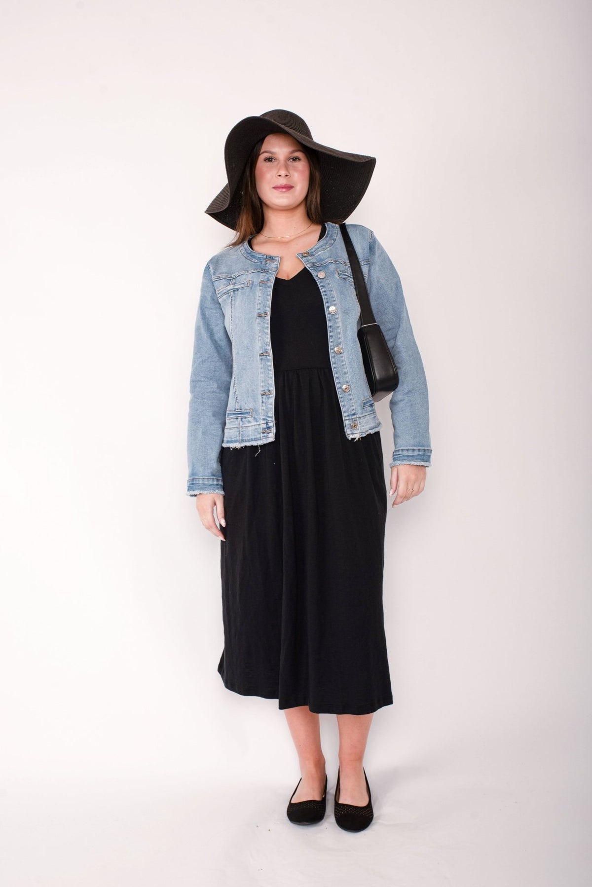 THREADZ_COLLARLESS DENIM JACKET DENIM _ COLLARLESS DENIM JACKET DENIM _ Ebony Boutique NZ
