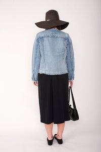 THREADZ_COLLARLESS DENIM JACKET DENIM _ COLLARLESS DENIM JACKET DENIM _ Ebony Boutique NZ