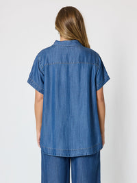 DUNE DENIM TOP DARK DENIM_by_THREADZ_women's_in_New Zealand_ BACK _