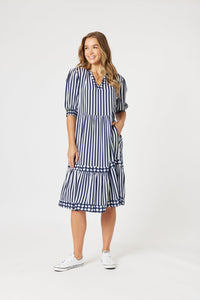 THREADZ_HARLEQUIN STRIPE TIER DRESS _ HARLEQUIN STRIPE TIER DRESS _ Ebony Boutique NZ