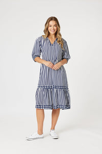 THREADZ_HARLEQUIN STRIPE TIER DRESS _ HARLEQUIN STRIPE TIER DRESS _ Ebony Boutique NZ