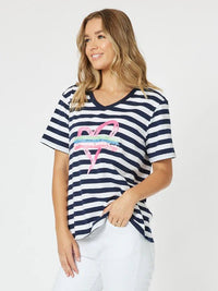 THREADZ_HEART STRIPE TEE _ HEART STRIPE TEE _ Ebony Boutique NZ