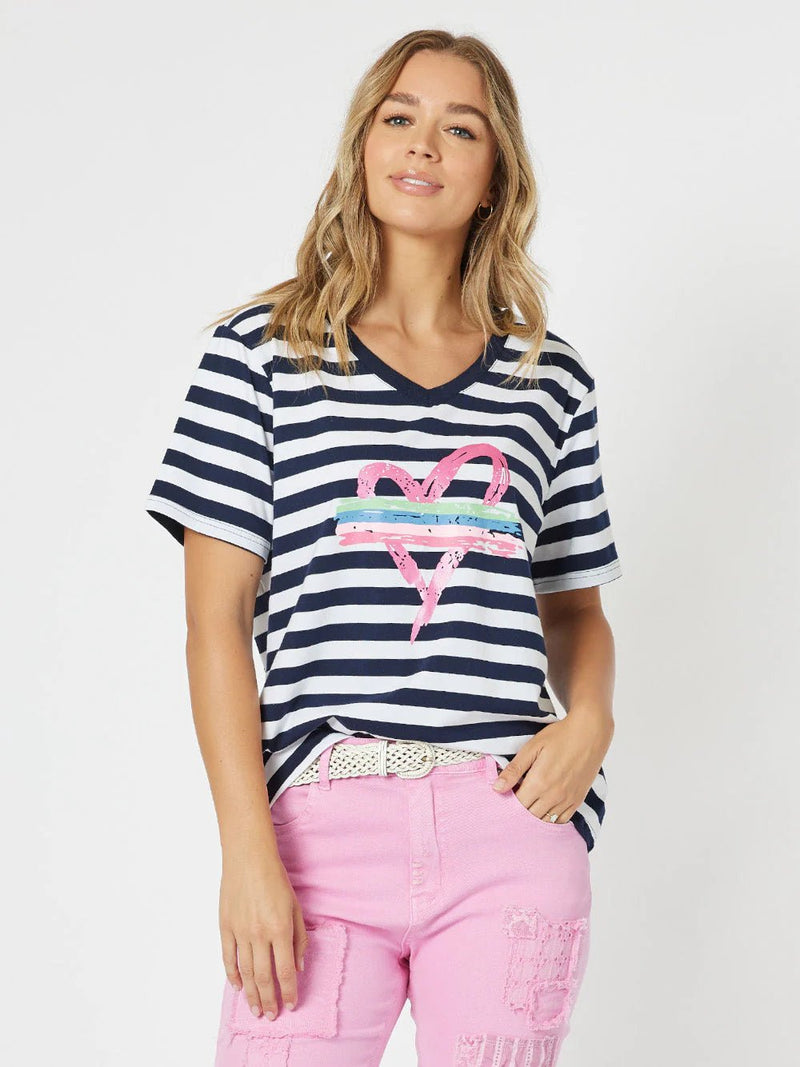 THREADZ_HEART STRIPE TEE _ HEART STRIPE TEE _ Ebony Boutique NZ