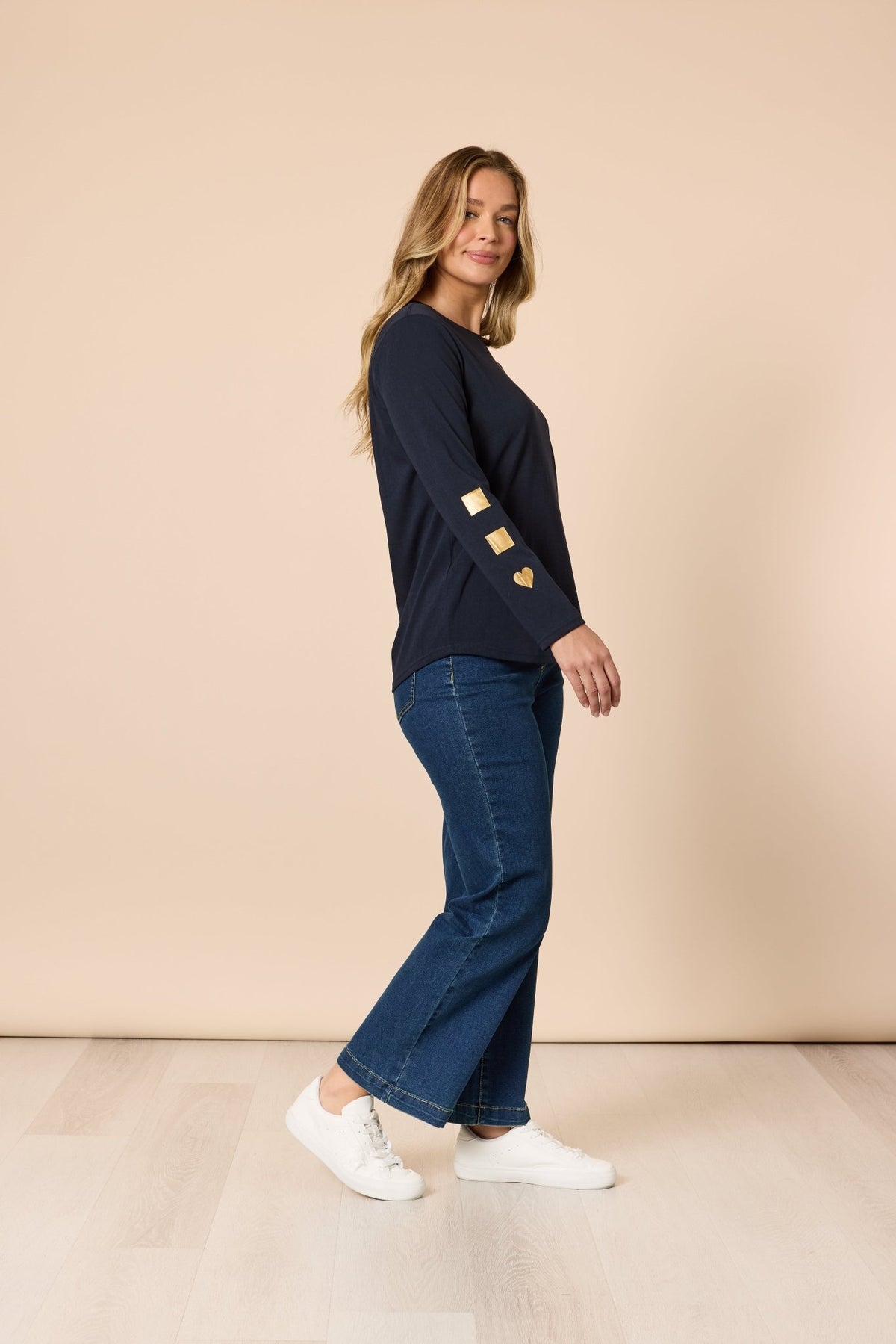 THREADZ_HEARTS SQUARE TEE NAVY _ HEARTS SQUARE TEE NAVY _ Ebony Boutique NZ