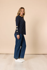 THREADZ_HEARTS SQUARE TEE NAVY _ HEARTS SQUARE TEE NAVY _ Ebony Boutique NZ