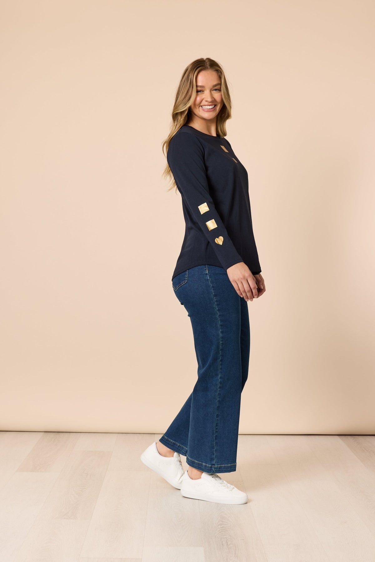 THREADZ_HEARTS SQUARE TEE NAVY _ HEARTS SQUARE TEE NAVY _ Ebony Boutique NZ