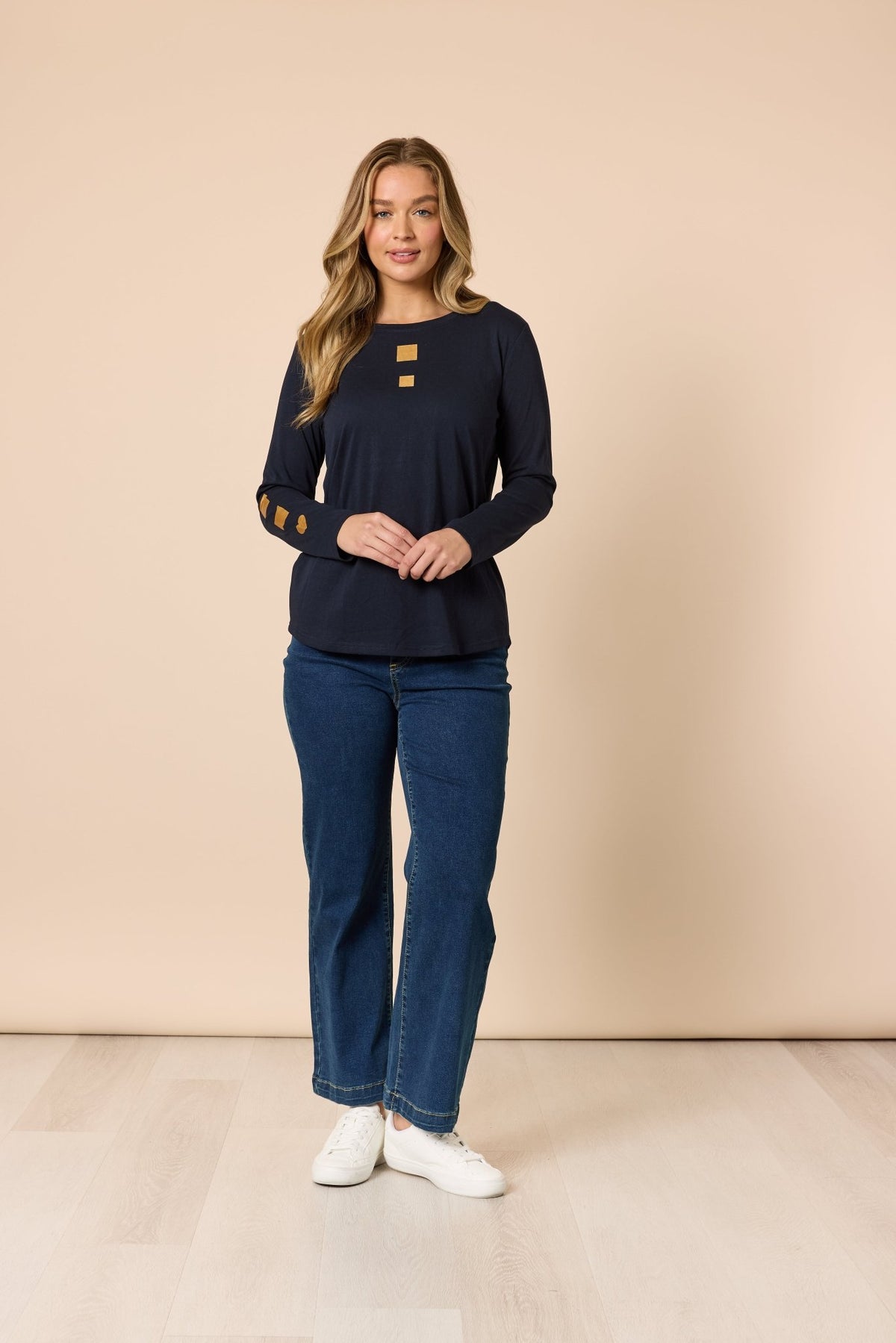 THREADZ_HEARTS SQUARE TEE NAVY _ HEARTS SQUARE TEE NAVY _ Ebony Boutique NZ