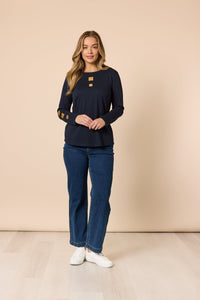 THREADZ_HEARTS SQUARE TEE NAVY _ HEARTS SQUARE TEE NAVY _ Ebony Boutique NZ