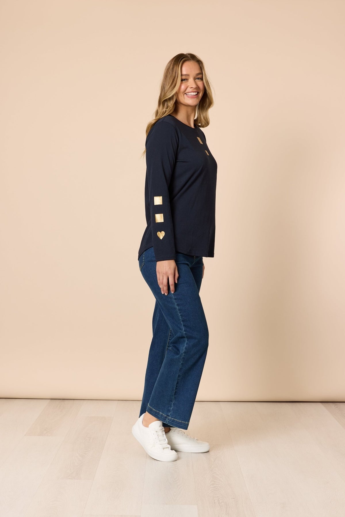 THREADZ_HEARTS SQUARE TEE NAVY _ HEARTS SQUARE TEE NAVY _ Ebony Boutique NZ