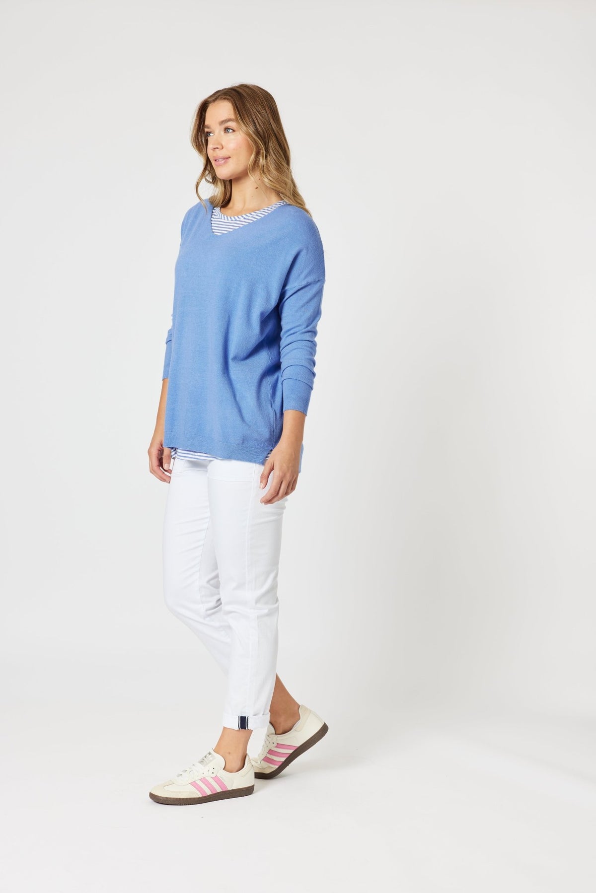 THREADZ_ISABELLA KNIT WITH STRIPE CAMI BLUE _ ISABELLA KNIT WITH STRIPE CAMI BLUE _ Ebony Boutique NZ