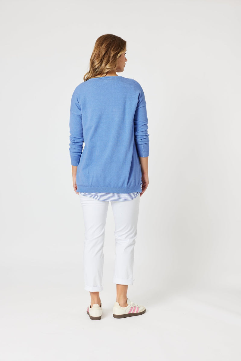 THREADZ_ISABELLA KNIT WITH STRIPE CAMI BLUE _ ISABELLA KNIT WITH STRIPE CAMI BLUE _ Ebony Boutique NZ
