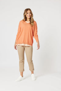 THREADZ_ISABELLA KNIT WITH STRIPE CAMI MANGO _ ISABELLA KNIT WITH STRIPE CAMI MANGO _ Ebony Boutique NZ