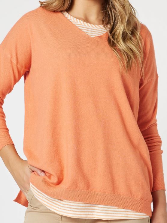 THREADZ_ISABELLA KNIT WITH STRIPE CAMI MANGO _ ISABELLA KNIT WITH STRIPE CAMI MANGO _ Ebony Boutique NZ
