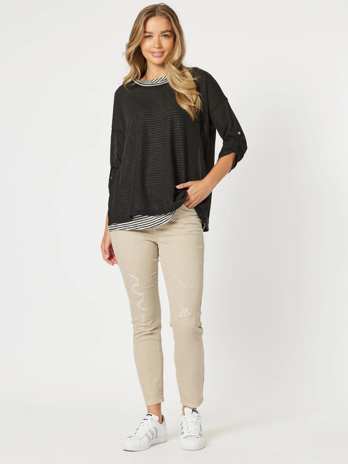 THREADZ_LA PULL ON DISTRESSED JEANS NATURAL _ LA PULL ON DISTRESSED JEANS NATURAL _ Ebony Boutique NZ