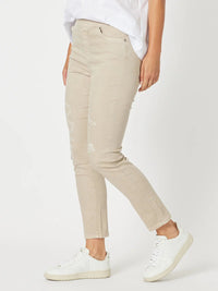 THREADZ_LA PULL ON DISTRESSED JEANS NATURAL _ LA PULL ON DISTRESSED JEANS NATURAL _ Ebony Boutique NZ