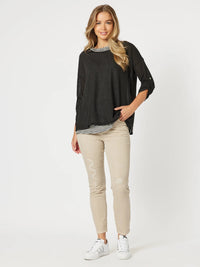 THREADZ_LA PULL ON DISTRESSED JEANS NATURAL _ LA PULL ON DISTRESSED JEANS NATURAL _ Ebony Boutique NZ