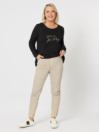 THREADZ_LA PULL ON DISTRESSED JEANS NATURAL _ LA PULL ON DISTRESSED JEANS NATURAL _ Ebony Boutique NZ