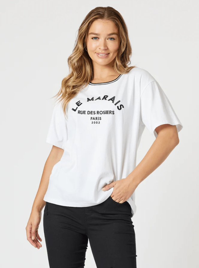 THREADZ_LE MARAIS T - SHIRT WHITE _ LE MARAIS T - SHIRT WHITE _ Ebony Boutique NZ