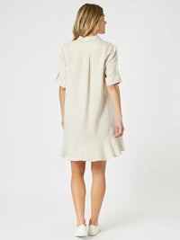 THREADZ_LINO MONTANA DRESS NATURAL _ LINO MONTANA DRESS NATURAL _ Ebony Boutique NZ