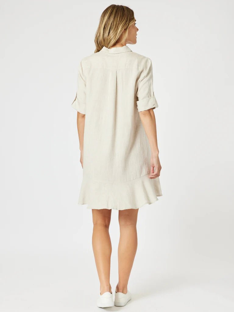THREADZ_LINO MONTANA DRESS NATURAL _ LINO MONTANA DRESS NATURAL _ Ebony Boutique NZ
