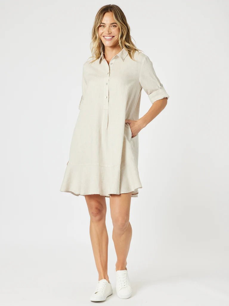 THREADZ_LINO MONTANA DRESS NATURAL _ LINO MONTANA DRESS NATURAL _ Ebony Boutique NZ
