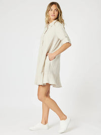 THREADZ_LINO MONTANA DRESS NATURAL _ LINO MONTANA DRESS NATURAL _ Ebony Boutique NZ