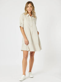 THREADZ_LINO MONTANA DRESS NATURAL _ LINO MONTANA DRESS NATURAL _ Ebony Boutique NZ