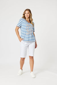 THREADZ_LOVE & KISSES TEE BLUE/NATURAL _ LOVE & KISSES TEE BLUE/NATURAL _ Ebony Boutique NZ