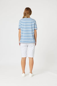 THREADZ_LOVE & KISSES TEE BLUE/NATURAL _ LOVE & KISSES TEE BLUE/NATURAL _ Ebony Boutique NZ