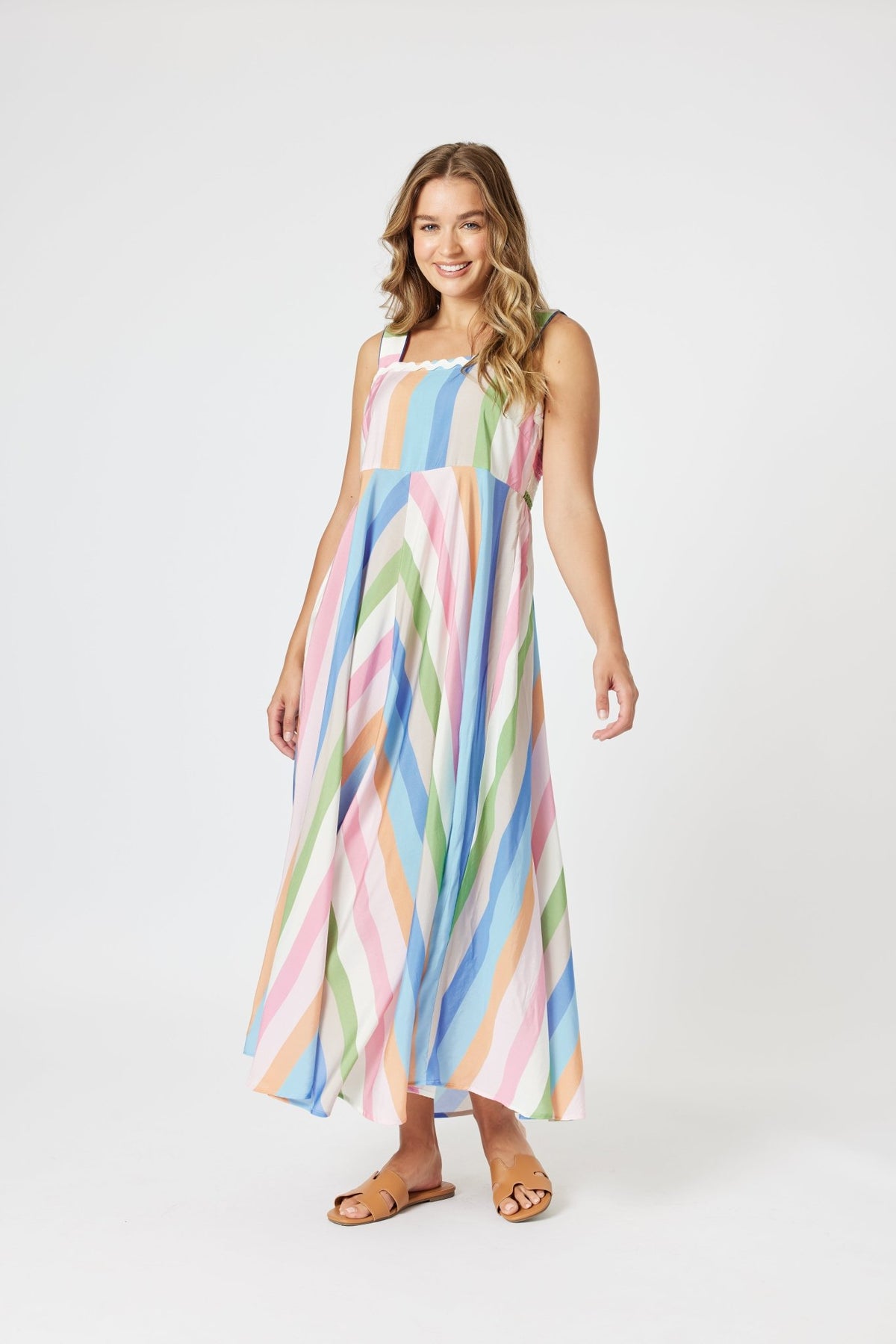 THREADZ_LUCY STRIPE SUNDRESS MULTI _ LUCY STRIPE SUNDRESS MULTI _ Ebony Boutique NZ
