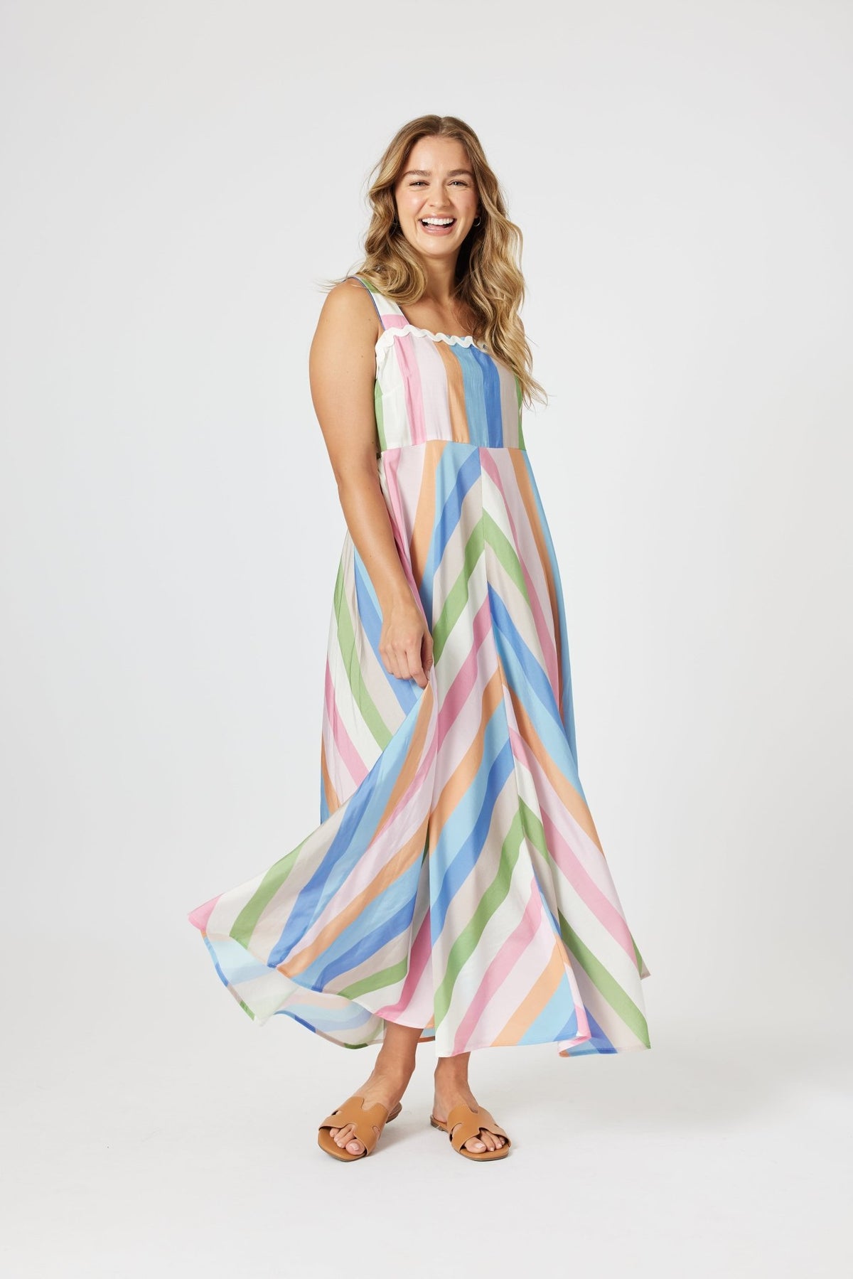 THREADZ_LUCY STRIPE SUNDRESS MULTI _ LUCY STRIPE SUNDRESS MULTI _ Ebony Boutique NZ