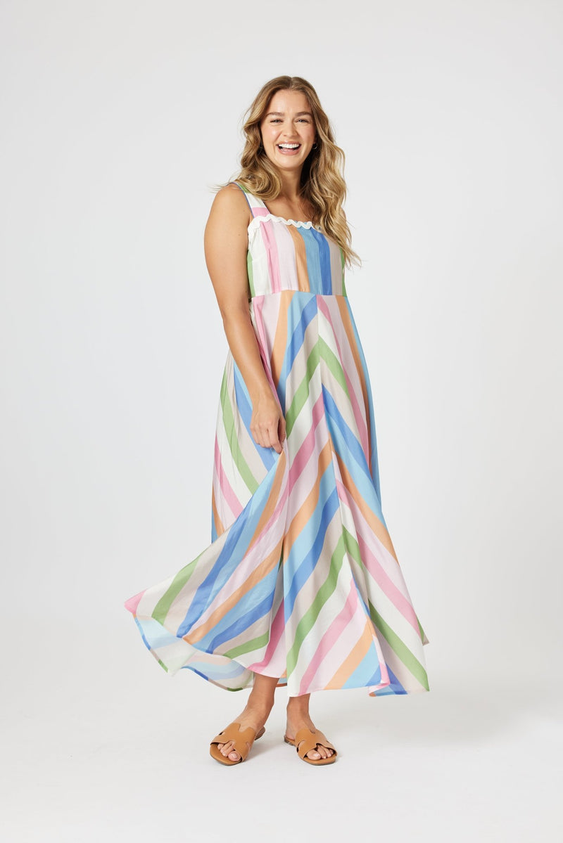 THREADZ_LUCY STRIPE SUNDRESS MULTI _ LUCY STRIPE SUNDRESS MULTI _ Ebony Boutique NZ