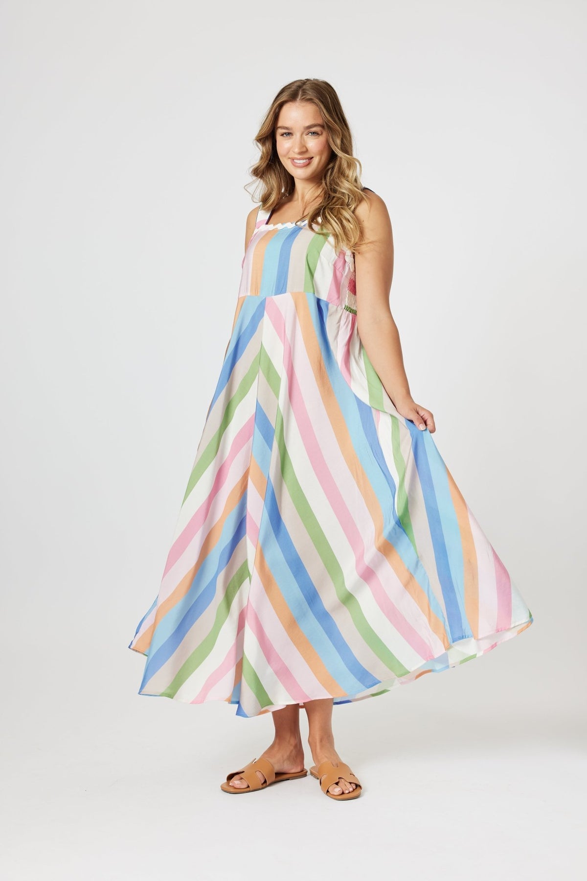 THREADZ_LUCY STRIPE SUNDRESS MULTI _ LUCY STRIPE SUNDRESS MULTI _ Ebony Boutique NZ