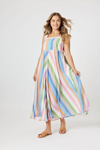 THREADZ_LUCY STRIPE SUNDRESS MULTI _ LUCY STRIPE SUNDRESS MULTI _ Ebony Boutique NZ