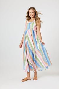 THREADZ_LUCY STRIPE SUNDRESS MULTI _ LUCY STRIPE SUNDRESS MULTI _ Ebony Boutique NZ